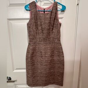Worthington Brown and Pink Tweed Midi Dress